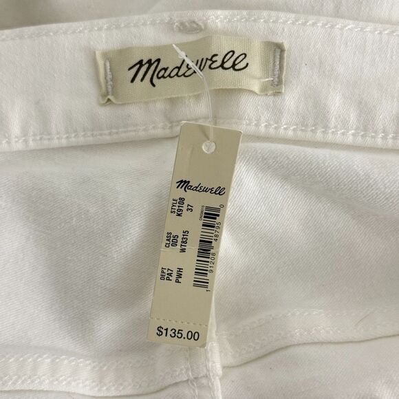 MADEWELL 10" High Rise Skinny Jeans 37 Step Hem Edition Button Fly White B46 - Picture 7 of 8